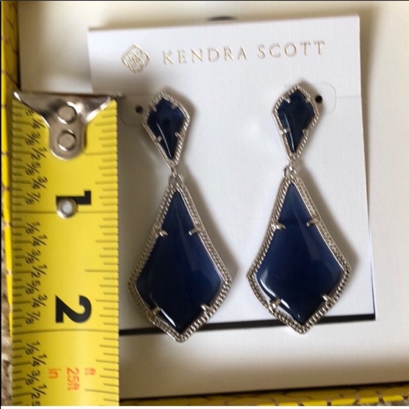 Kendra Scott Navy Silver Alexa Drop Earrings - Picture 3 of 8